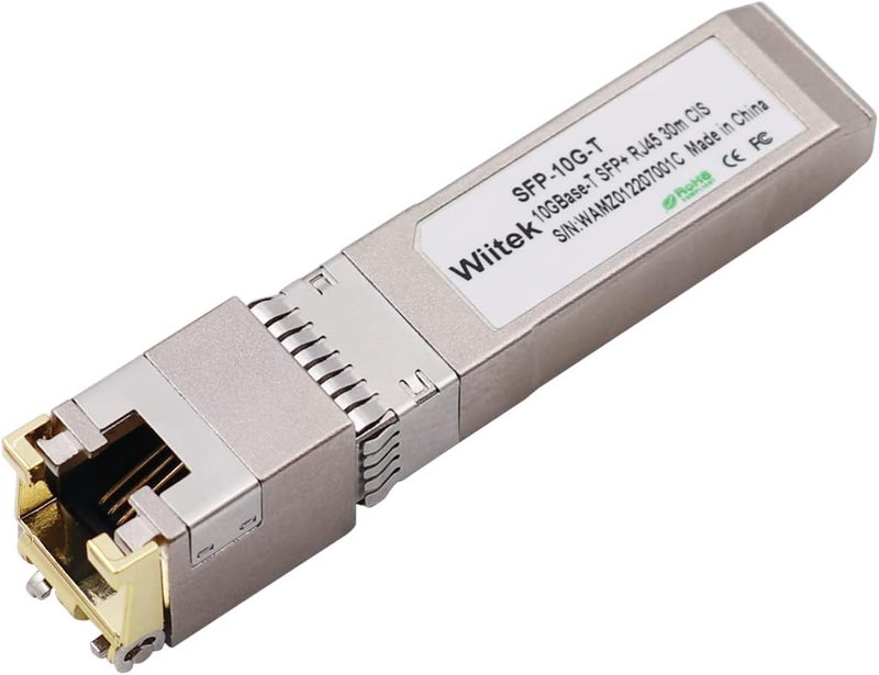 Wiitek 10Gb SFP+ to RJ45 Modules, 1.25G/2.5G/5G/10GBase-T Ethernet to SFP+ Transceiver Compatible for Cisco SFP-10G-T-X, Ubiquiti, Netgear AXM766, Mikrotik S+RJ10, Unifi (Cat 6a/7 or Better, 30-Meter) - Image 1
